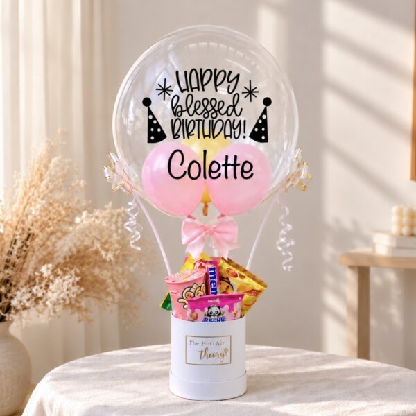 Pink Hearty Snack Box Hot Air Balloon