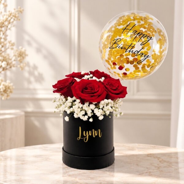 Red Roses With Baby Breaths Bloom Box