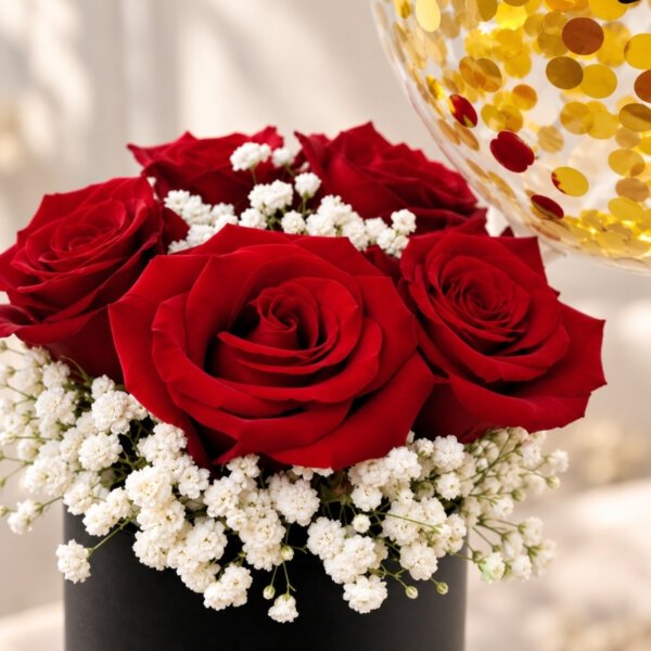 Red Roses With Baby Breaths Bloom Box