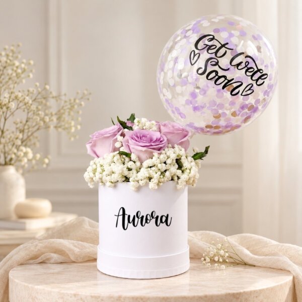 Purple Roses With Baby Breaths Bloom Box