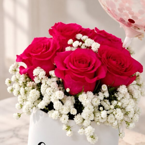 Shocking Pink With Baby Breaths Bloom Box