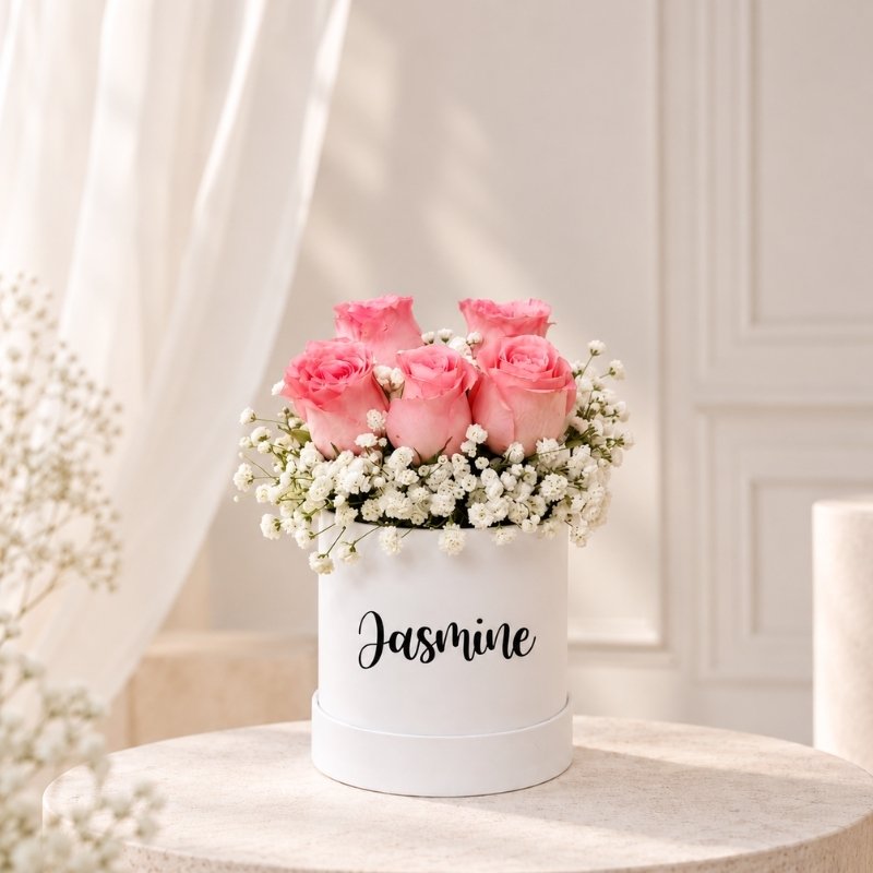 Pink Roses With Baby Breaths Bloom Box