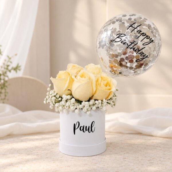 Champagne Roses With Baby Breaths Bloom Box